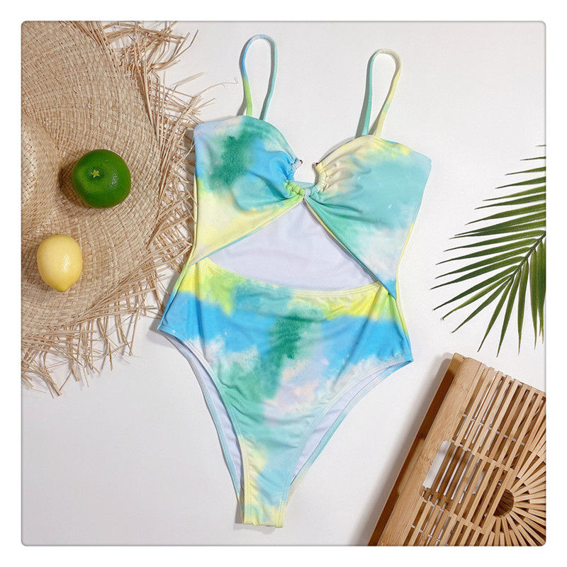 Tie-Dye Cut-Out One-Piece Swimsuit