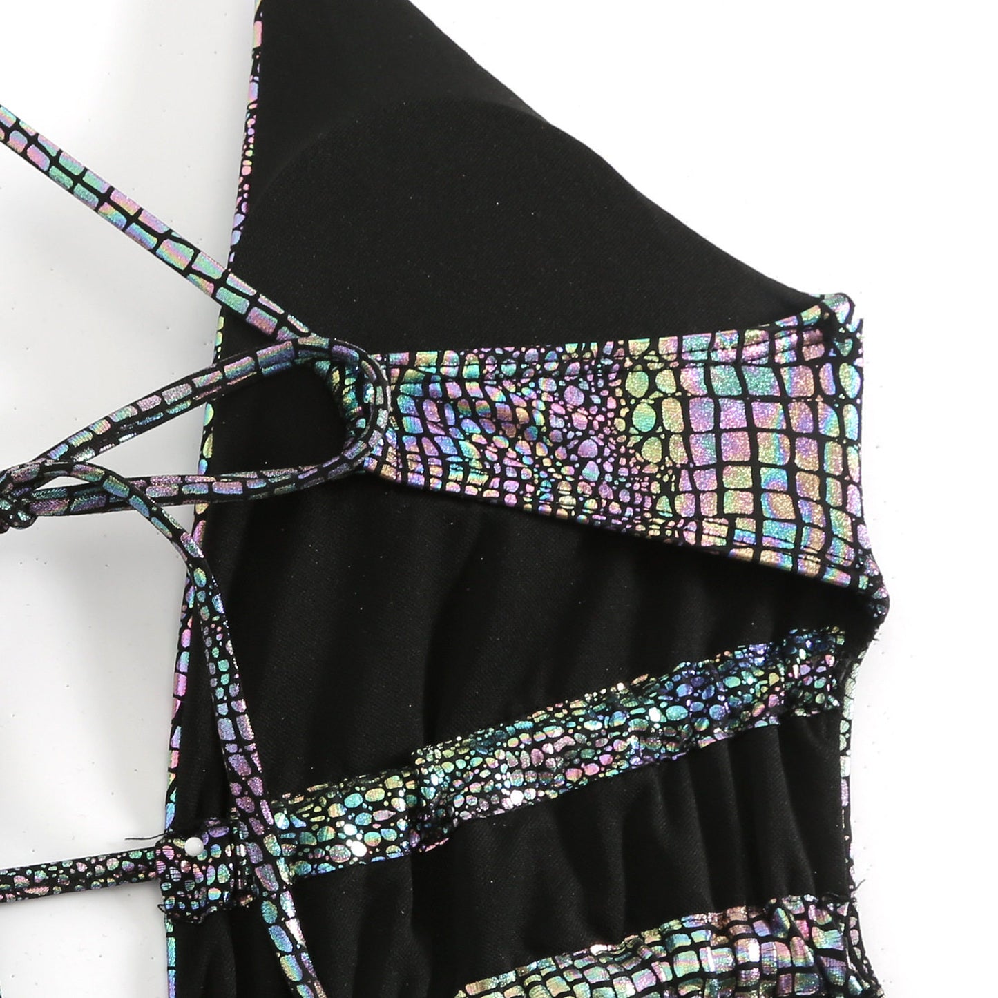 Metallic Holographic Snakeskin Cut-Out Swimsuit