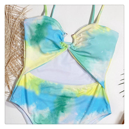 Tie-Dye Cut-Out One-Piece Swimsuit
