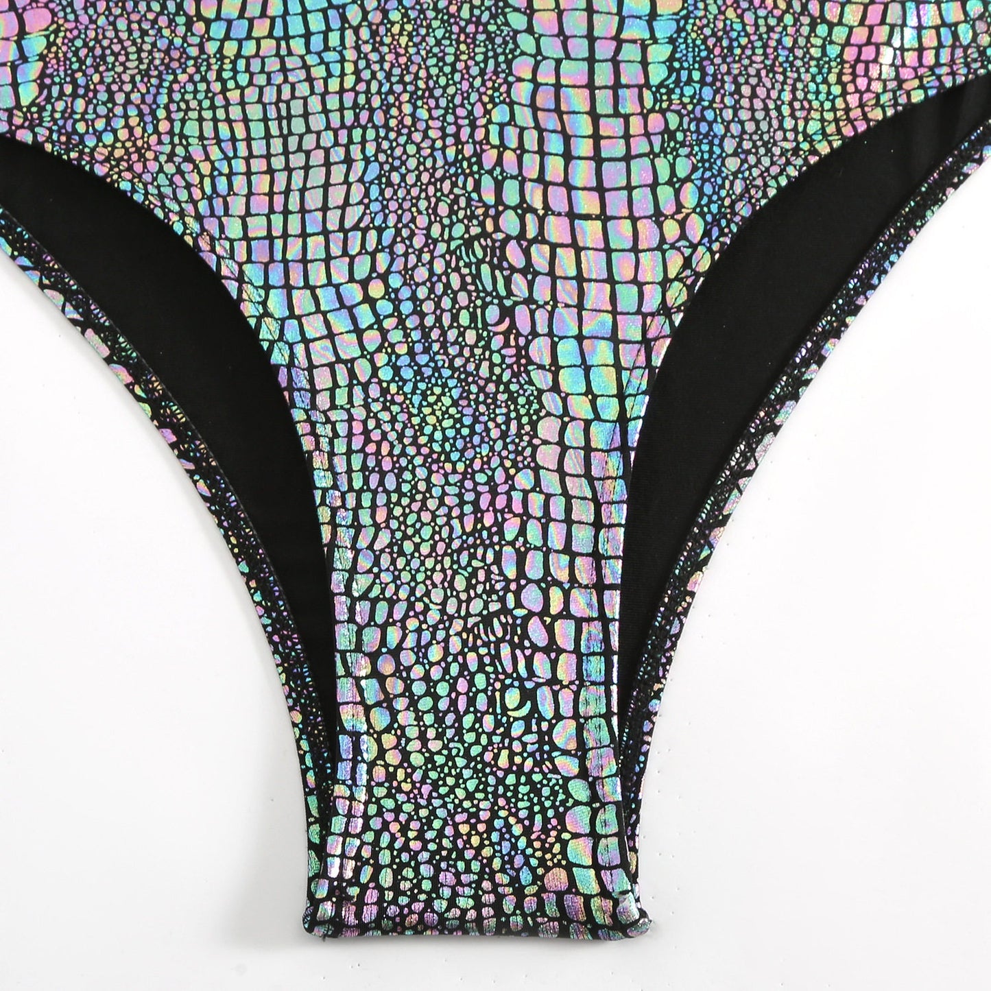 Metallic Holographic Snakeskin Cut-Out Swimsuit