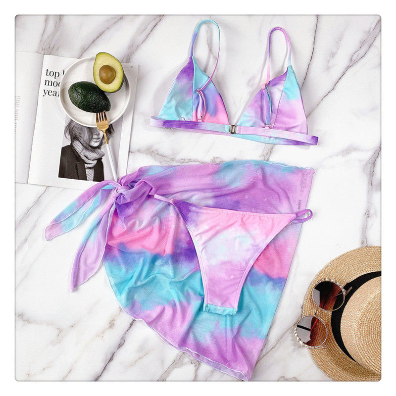 Tie-Dye Triangle Bikini with Matching Sarong