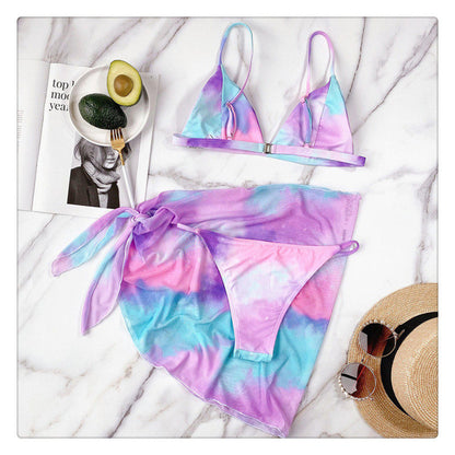 Tie-Dye Triangle Bikini with Matching Sarong