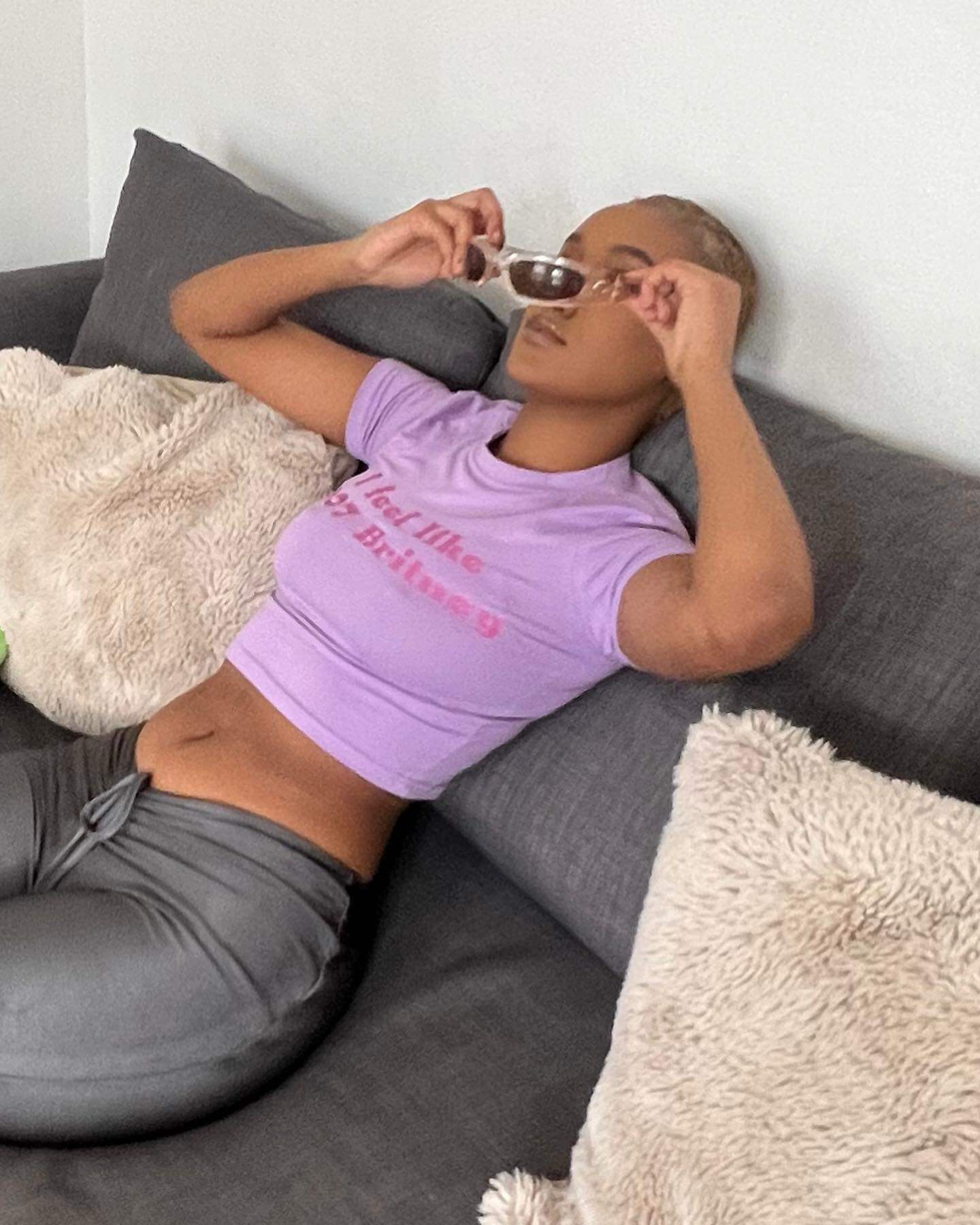 I Feel Like 2007 Britney Purple Graphic Baby Tee