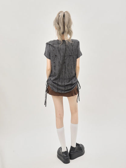 Distressed Star Graphic Grunge Gray T-Shirt
