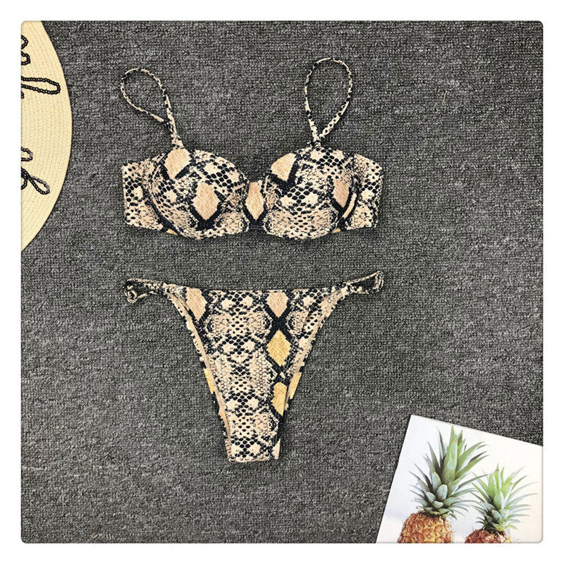 Snakeskin Push Up Underwire Bikini Set
