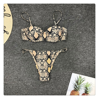 Snakeskin Push Up Underwire Bikini Set