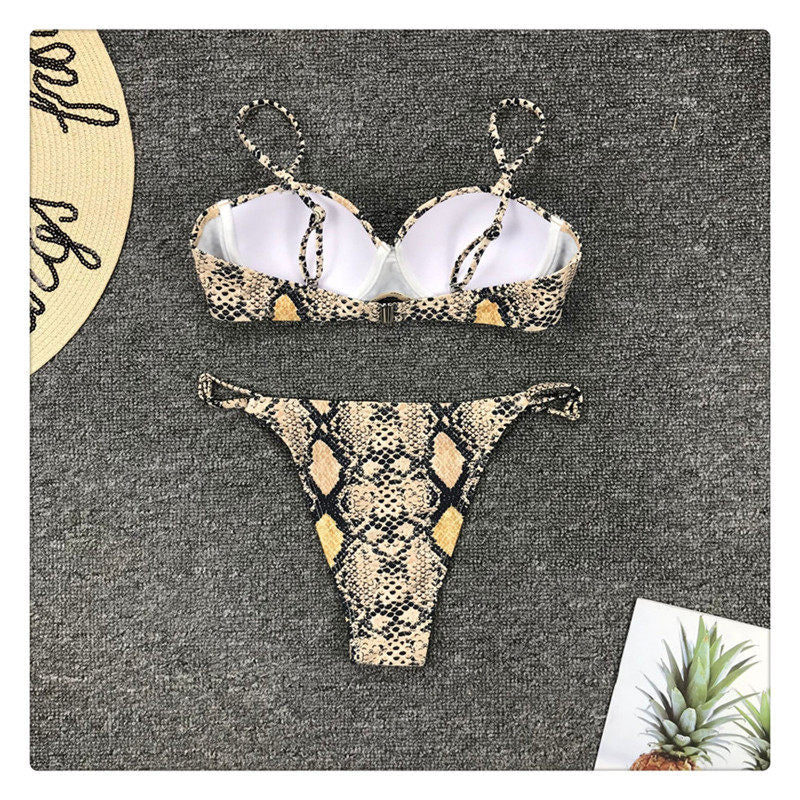 Snakeskin Push Up Underwire Bikini Set