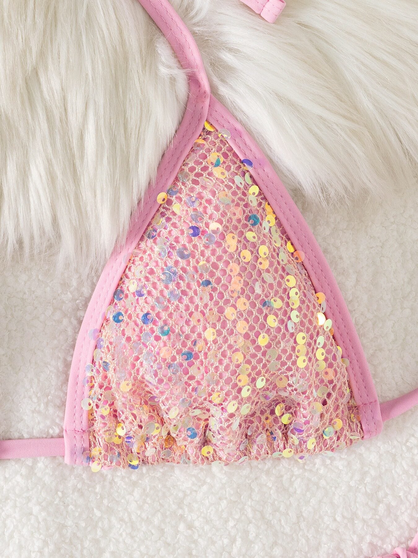 White Sequin Sparkle Halter Bikini Set