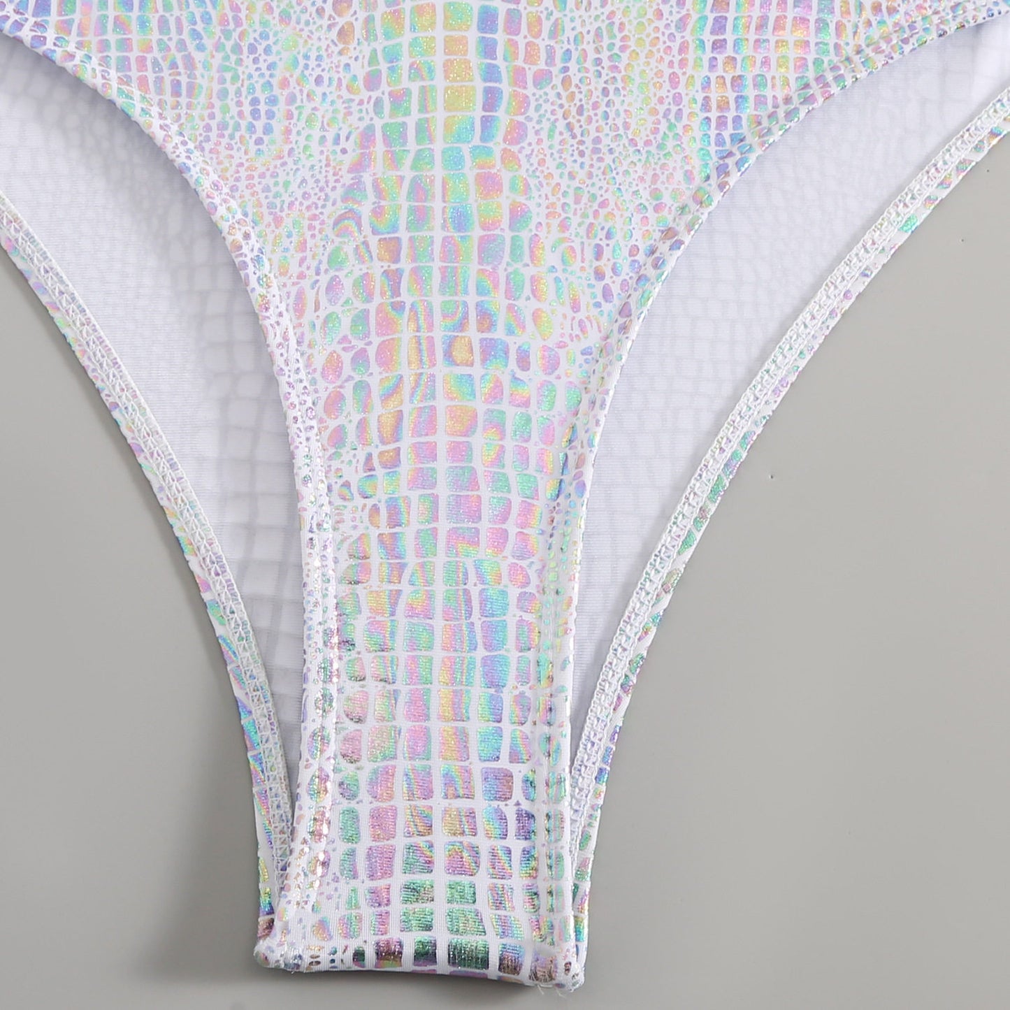 Metallic Holographic Snakeskin Cut-Out Swimsuit
