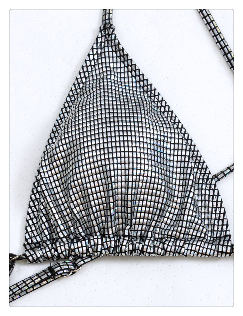 Silver Metallic Monokini Cut-Out High Leg Swimsuit