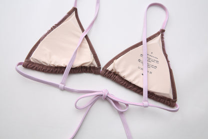 Mauve Hibiscus Floral Print Side Tie Bikini Set