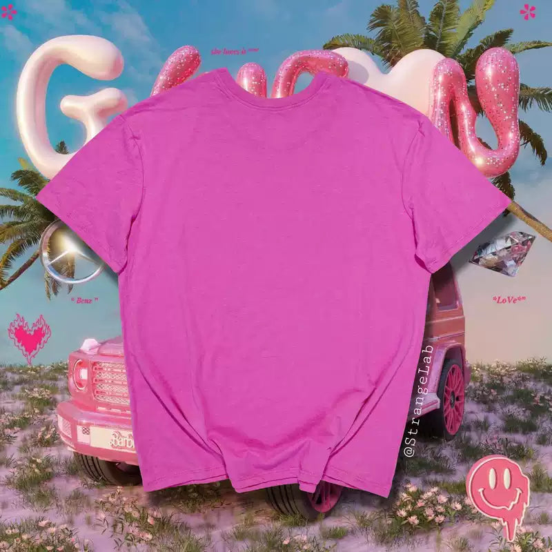 Barbie Heart Logo Pink Glitter Graphic T-Shirt