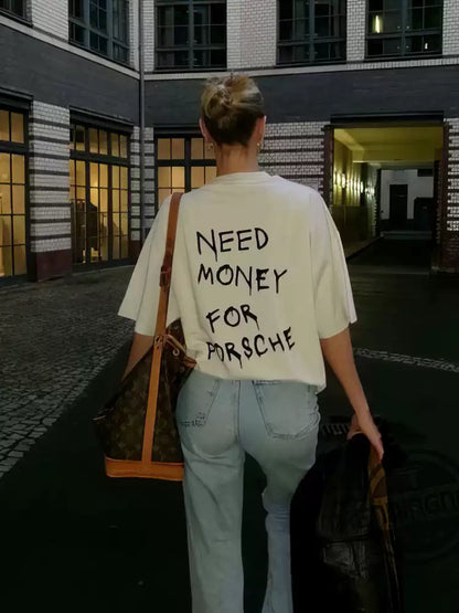 Need Money For Porsche Black Graphic T-Shirt