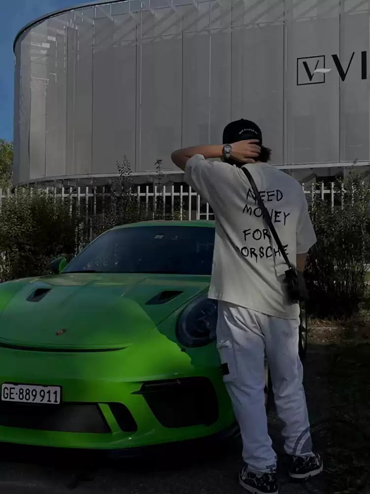 Need Money For Porsche Black Graphic T-Shirt