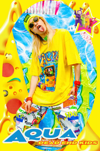 Y2K Neon Yellow 90s Nostalgia Graphic T-Shirt