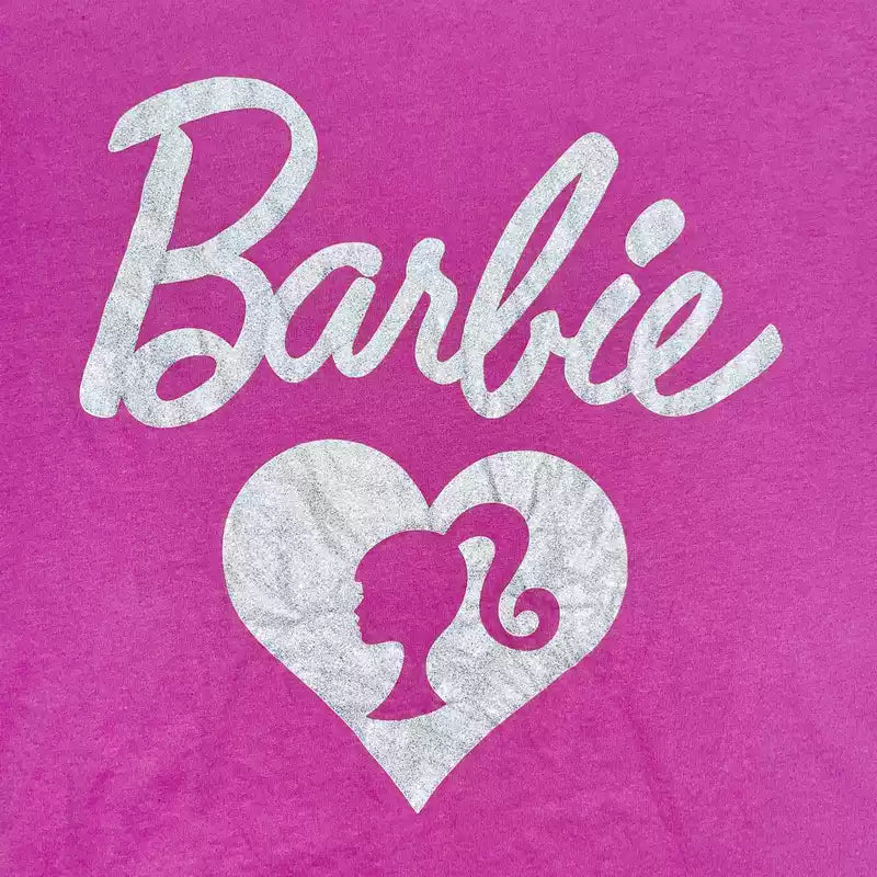 Barbie Heart Logo Pink Glitter Graphic T-Shirt