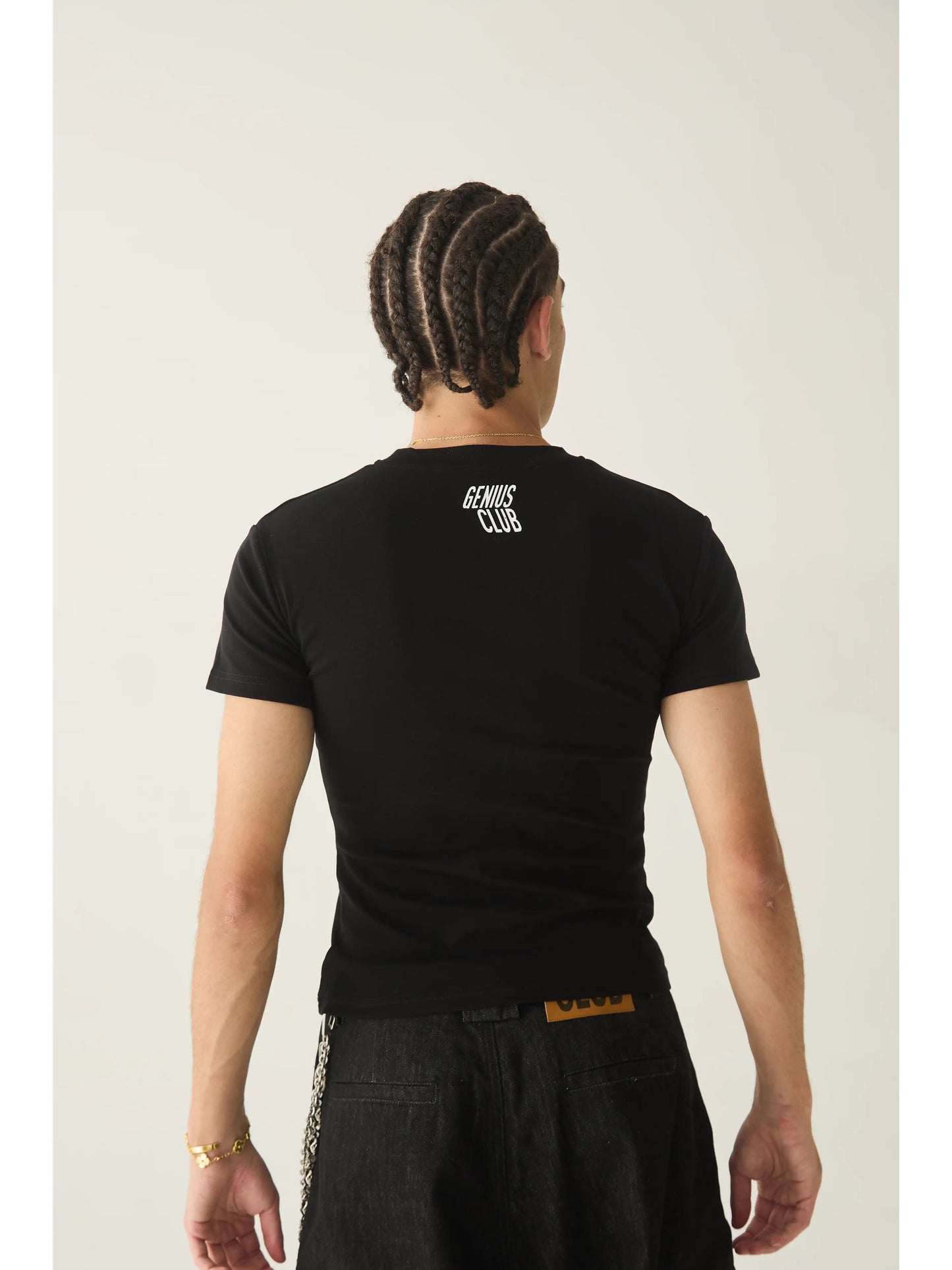 Genius Bold Graphic Print Black Slim Fit T-Shirt