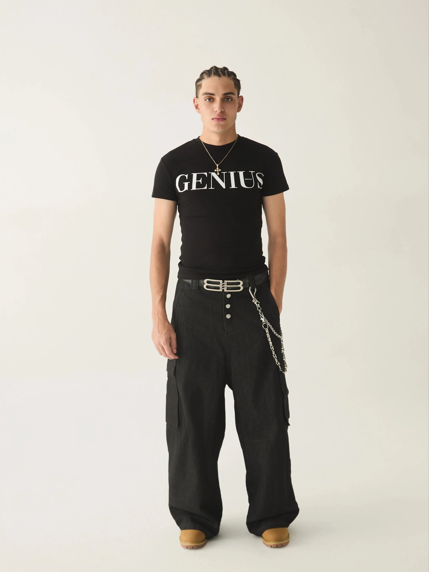 Genius Bold Graphic Print Black Slim Fit T-Shirt