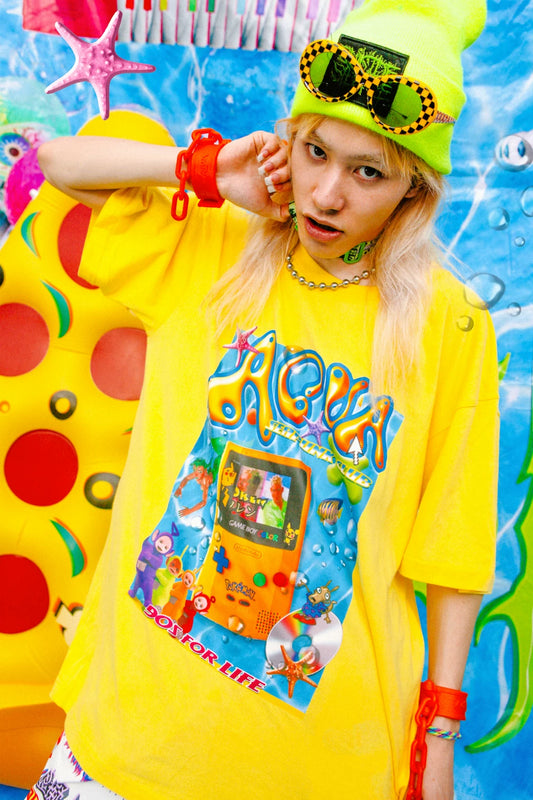 Y2K Neon Yellow 90s Nostalgia Graphic T-Shirt