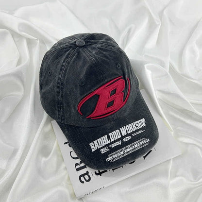 Badblood Workshop Distressed Embroidery Baseball Cap