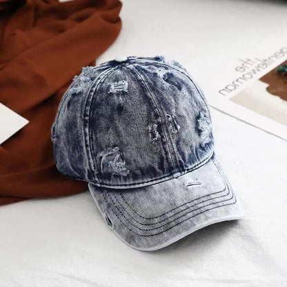 Retro Y2K Distressed Ripped Denim Trucker Baseball Cap