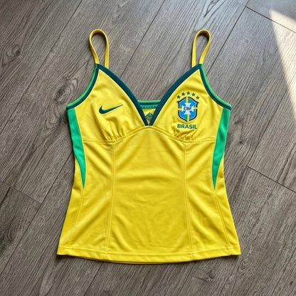 Womens Brazil Football Cami Tank Top Yellow