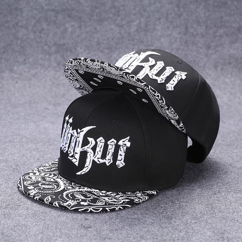 Embroidered Flat Brim Korean Hip-Hop Street Dance Cap