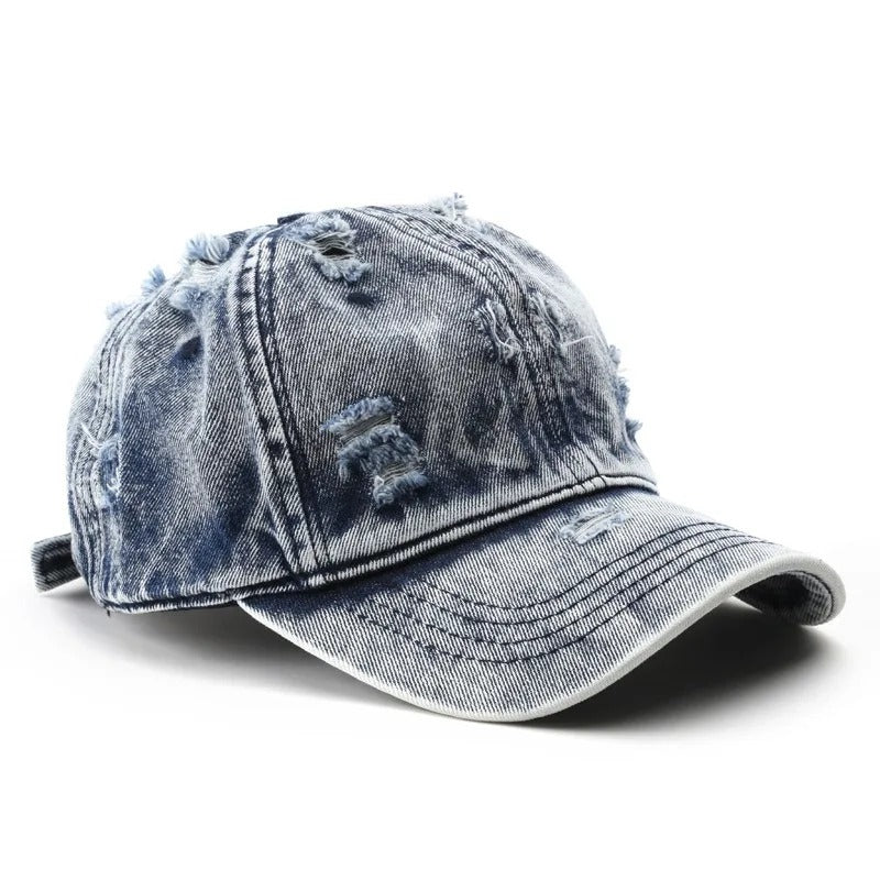 Retro Y2K Distressed Ripped Denim Trucker Baseball Cap