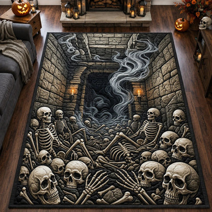 Macabre Skeleton Pile Area Rug