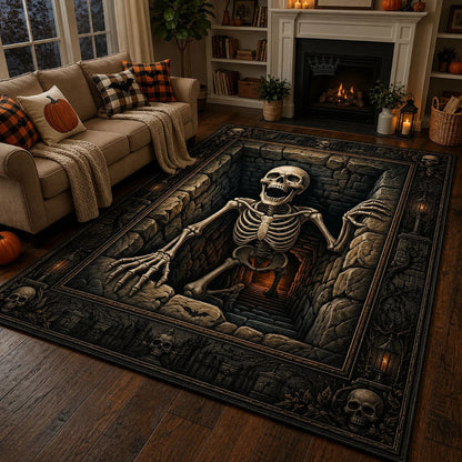 Skeleton Climbing Out Area Rug