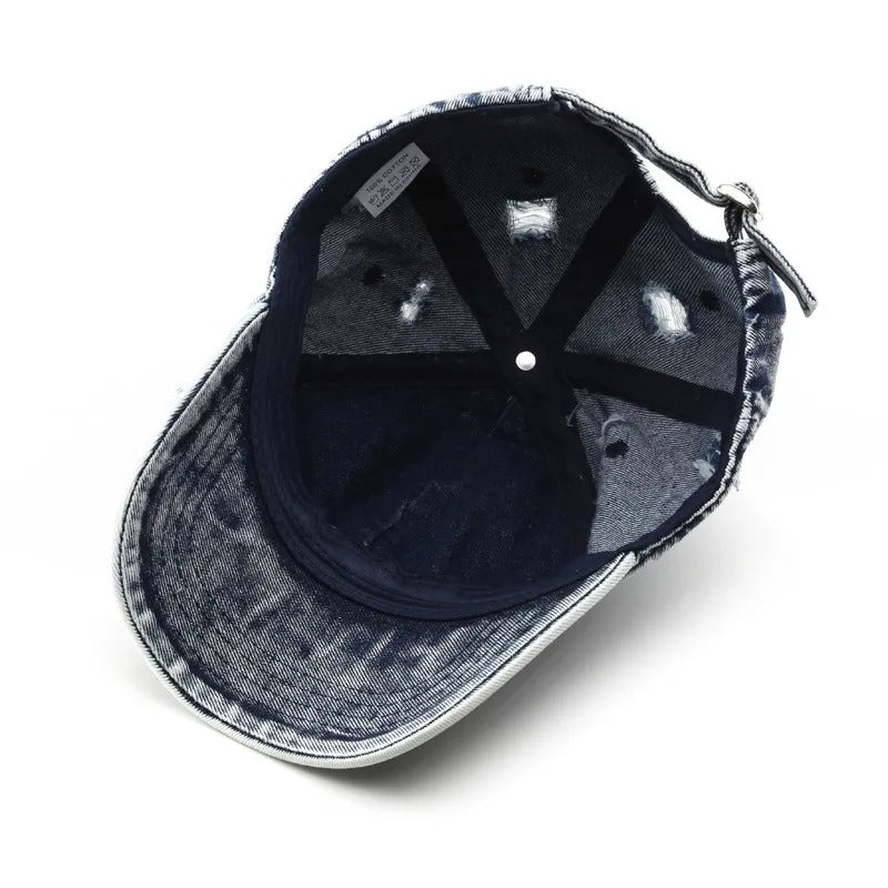 Retro Y2K Distressed Ripped Denim Trucker Baseball Cap