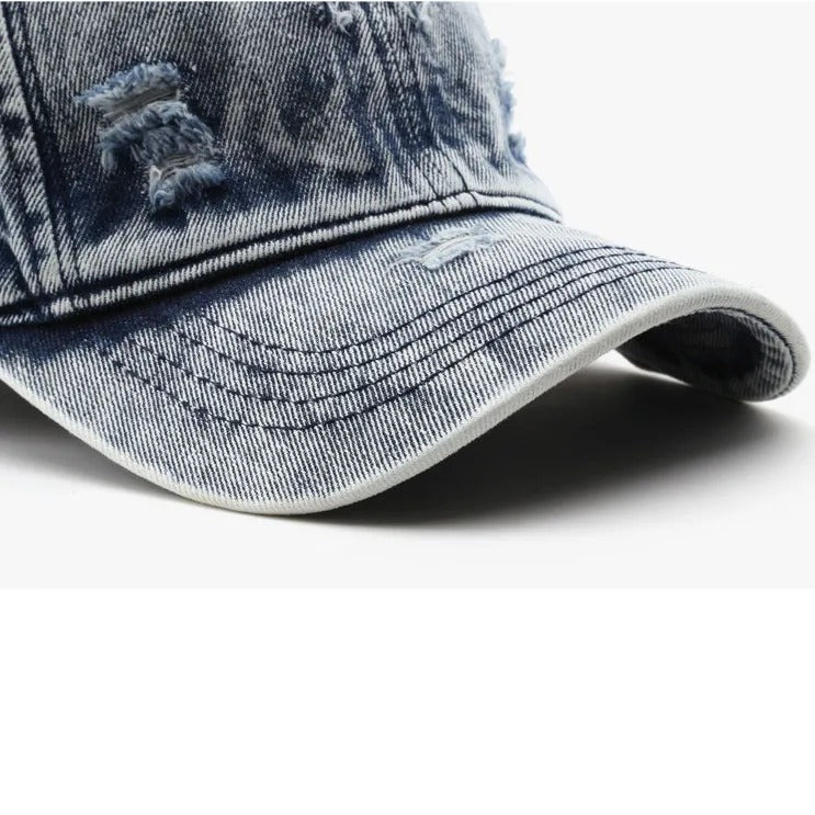 Retro Y2K Distressed Ripped Denim Trucker Baseball Cap