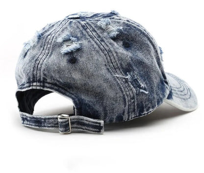 Retro Y2K Distressed Ripped Denim Trucker Baseball Cap