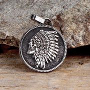 Indian Chief Skull Stainless Steel Pendant