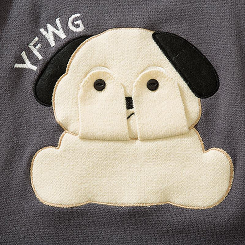 Loose Shy Dog Printed Sweater Cozy Comfort with Playful Charm