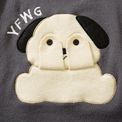 Loose Shy Dog Printed Sweater Cozy Comfort with Playful Charm