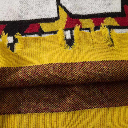 Y2K Distressed Flame Sweater