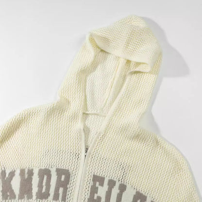 Retro Hooded Beige Sweater