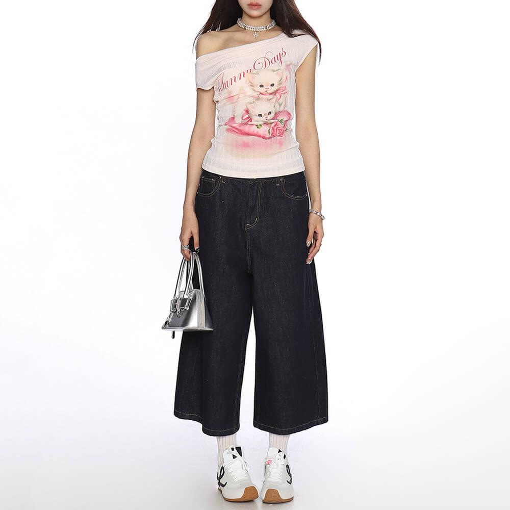 Sunny Days Kitten Off Shoulder Top