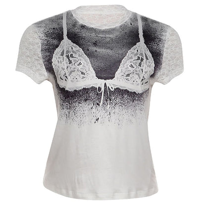 Lace Bra Print T-Shirt