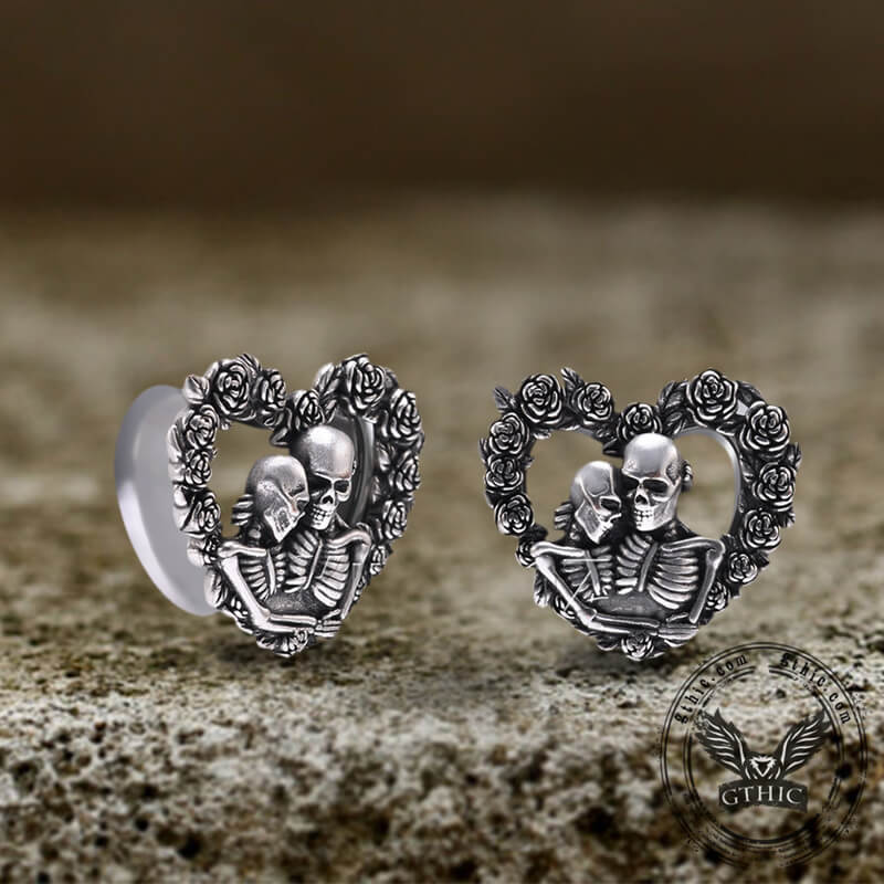 Loved Heart Skull Stainless Steel Ear Gauges