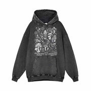 Memento Mori Frog Skeleton Mushroom Vintage Washed Hoodie