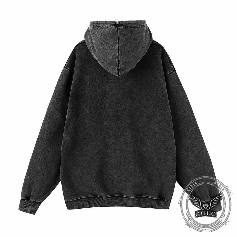 Memento Mori Frog Skeleton Mushroom Vintage Washed Hoodie