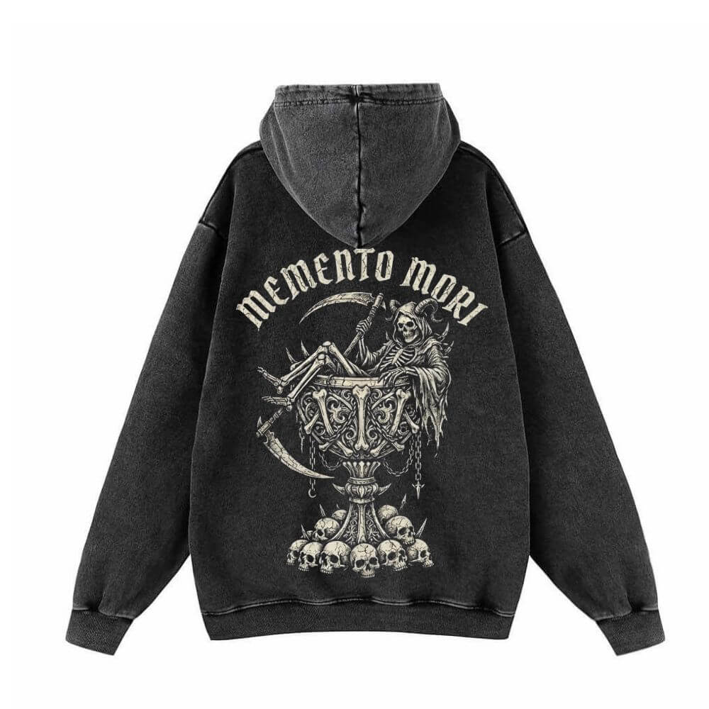 Memento Mori Grim Reaper Vintage Washed Hoodie