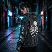 Memento Mori Skull Rose Gothic Vintage Washed Hoodie