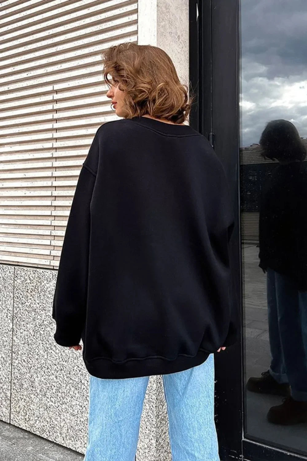 Minimalist Solid Crew Neck Oversize Sweatshirt