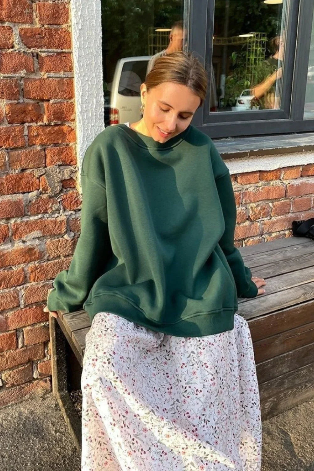 Minimalist Solid Crew Neck Oversize Sweatshirt