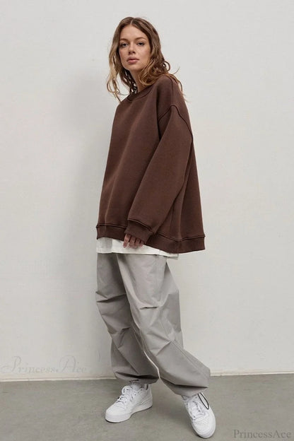 Minimalist Solid Crew Neck Oversize Sweatshirt