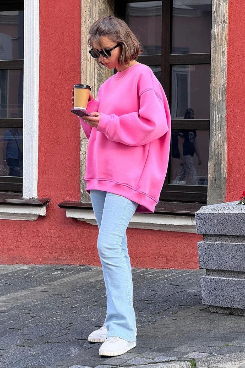 Minimalist Solid Crew Neck Oversize Sweatshirt