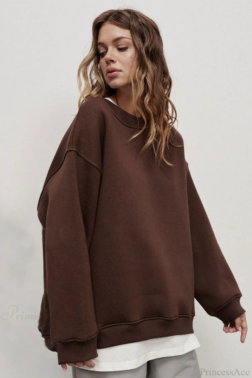 Minimalist Solid Crew Neck Oversize Sweatshirt